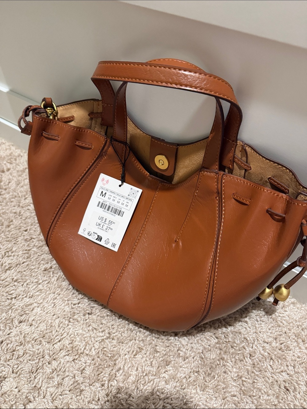Zara Tan Crescent Shoulder Bag